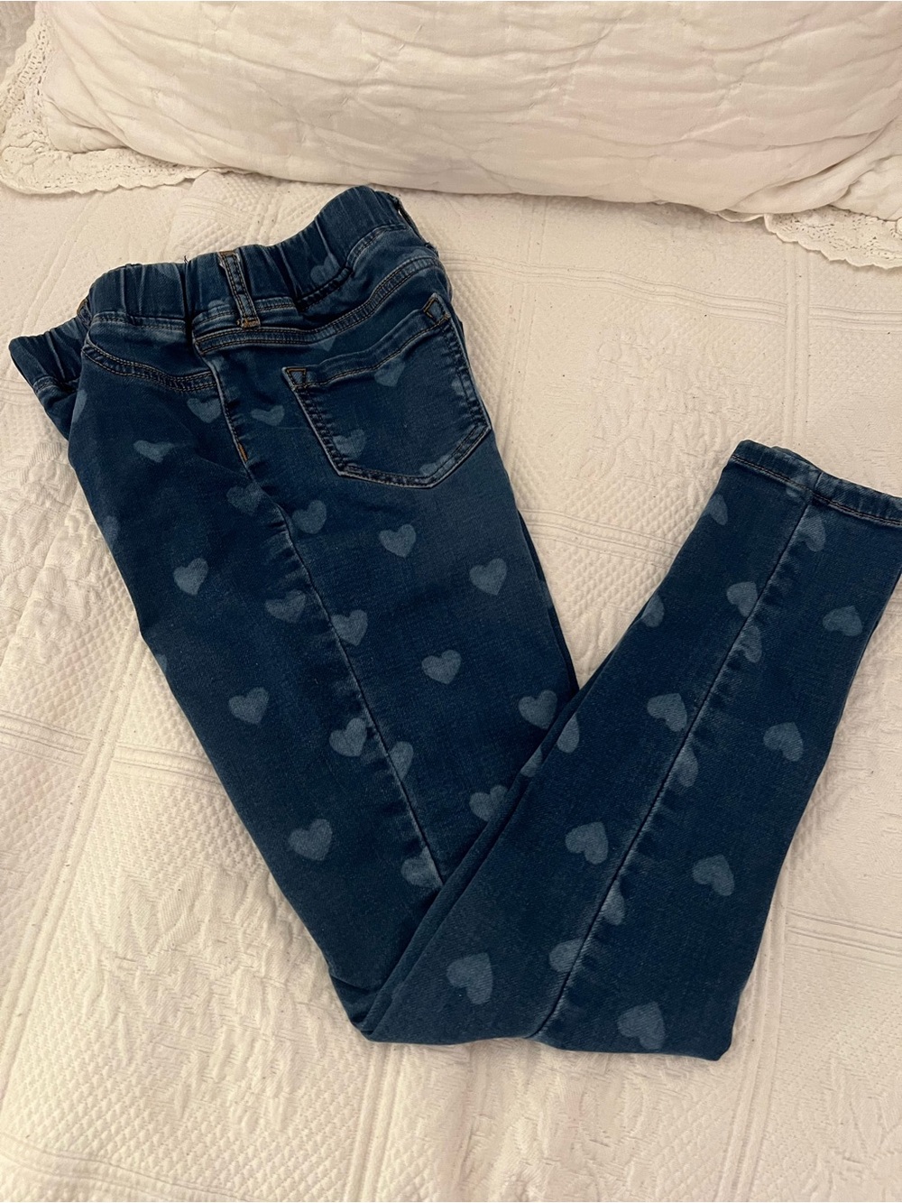 Boden Girls' Heart Print Navy Jeggings